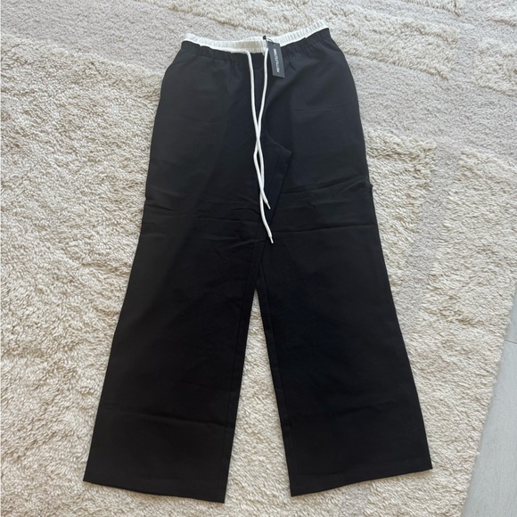 PrettyLittleThing PETITE BLACK BOXER DETAIL DRAWSTRING WAIST PANTS size 0 - Picture 5 of 7